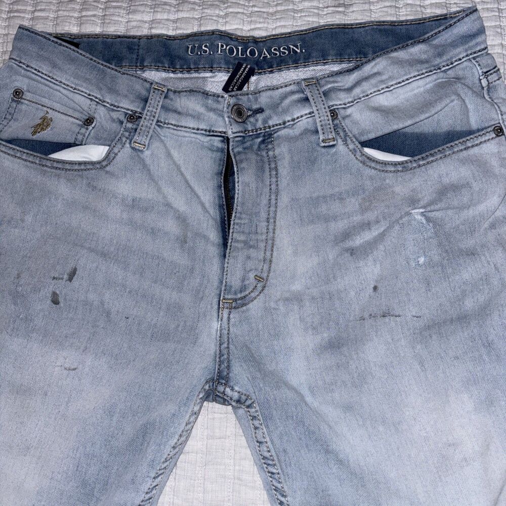 USPA U.S. Polo Assn. Straight Jeans Men's 34x32 (36x31) Light Blue Denim Jeans - Picture 2 of 7